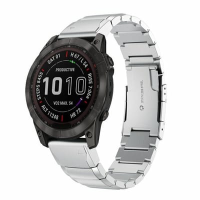 By Qubix - Geschikt voor Garmin bandje - 22mm Quickfit - Stainless steel schakelband - Zilver - Geschikt voor Garmin Fenix 8 / 8 Pro - 47mm
