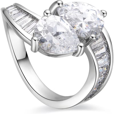 Luxenter ring met glanzende zirkonia zilverkleurige afwerking - Darbia