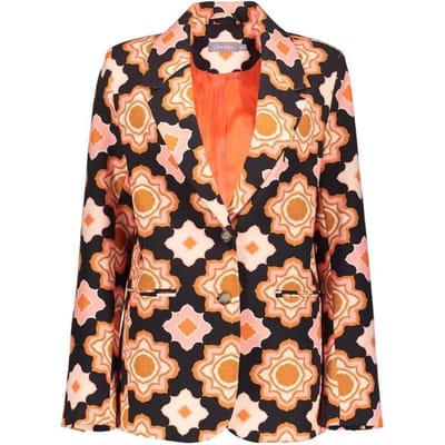 Geisha Blazer Printed Orange/pink/black Maat: XS | Blazers Outlet | Dames | Oranje