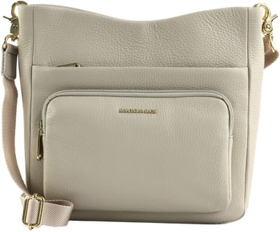 MANDARINA DUCK Leren schoudertas Mellow Leather Crossover Bag Cocoon Lichtgrijs