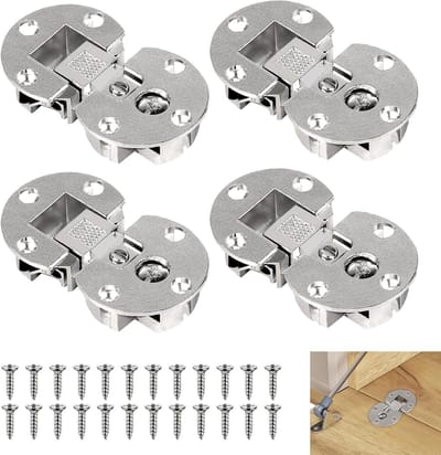 Set van 4 Vouwscharnieren, Semi-Cirkelvormig, 90° Draaibare As, 3D Verstelbaar, 35 mm, Meubelscharnier, Vouwhardware, Ideaal voor Verborgen Tafels en Eettafels