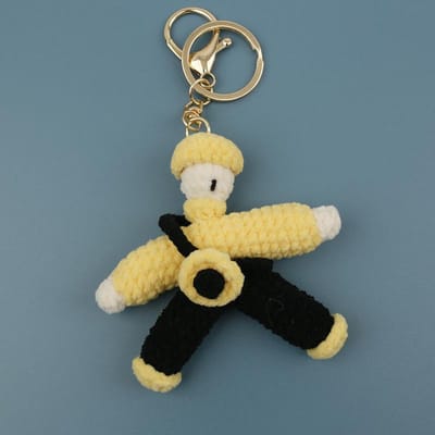 Porte-clés Poupée Personnage Rigolote Porte-clés Crochet Main Pour Cadeaux Couple Porte-clés Poupée Tricotée Mignonne Pour Porte-clés Couple Personnalisé beige