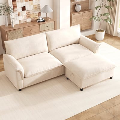 PHOEBE CAT Modulaire bank - Hoekbank - Diep zitontwerp - Verplaatsbare voetenbank - Beige