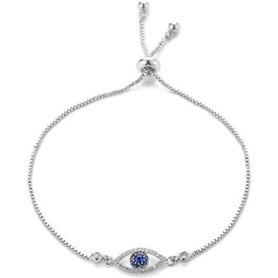 Bracelets réglables ouverts en zircon bleu à la mode pour femmes, bijoux de fête argenté