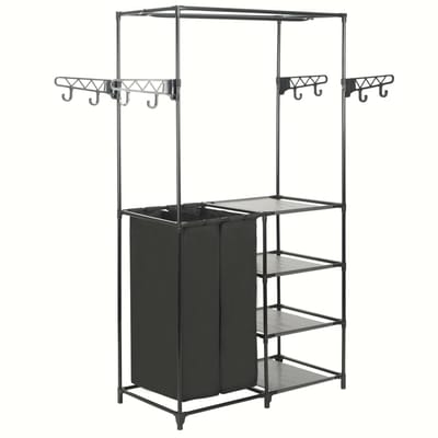 vidaXL - Kledingrek - 87x44x158 - cm - staal - en - ongeweven - stof - zwart