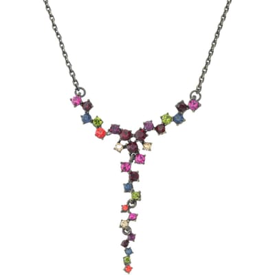 Behave - Ketting - Dames - Antiek Goud-Brons Kleur - Multicolor Steentjes - 46 cm