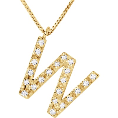 Collar ABC Diamonds 0,12 Cts letter "W" Yellow Gold 18k