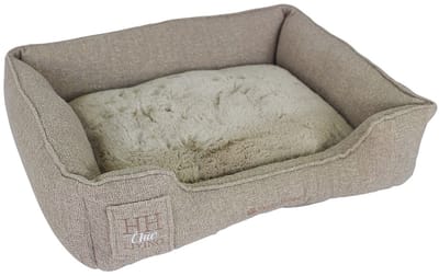 Happy-House Mand rechthoekig HH Chic Living Bouclé luxe met bont (M) Beige Orthopedisch