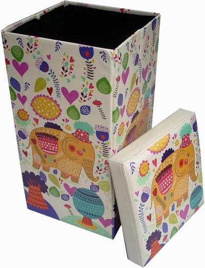 Zitzak met Opbergruimte - Opbergkruk Pofzak - Ruimte Organiseren - Inklapbaar Design - 33 x 60 cm - Zwart