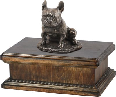 Elegante urn voor Franse Bulldog as met beeldje