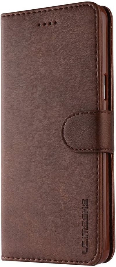 LC.IMEEKE Hoesje Portemonnee Book Case Bruin Geschikt voor Samsung Galaxy S9