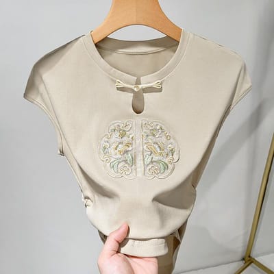 Chinees Geborduurde Gilet voor Dames Onderkleding Nieuw Dames Retro Hol Nationale Stijl Vouwtaille Mouwloze Top 3XL white