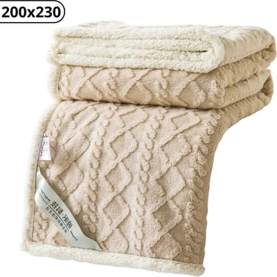 Bovista Dekentje - Deken - Pluche - Wollen - Fleece - Plaid - Knuffeldeken - Bank Deken - Khaki - 200x230cm