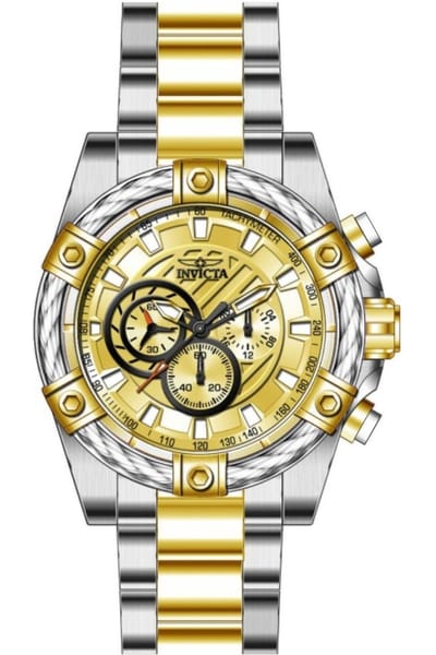 Invicta Bolt 49747 Heren Horloge - Quartz Uurwerk - Roestvrij Staal met gouden Wijzerplaat - 52mm
