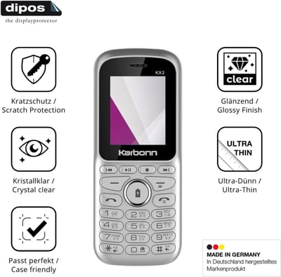 dipos – 4x Beschermfolie geschikt voor Karbonn KX2 | Krasbestendige & heldere Screenprotector Ultra-Thin