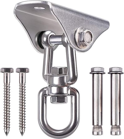 Zware Swing Hangers van RVS met 360° Rotatie, Inclusief 4 Schroeven voor Betonnen en Houten Sets, Ideaal voor Yoga Hangen en Schommels met 400kg Capaciteit