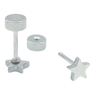 Mini ster oorknopjes voor meisje - 4 x 4 mm - Premium staal in kleur zilver