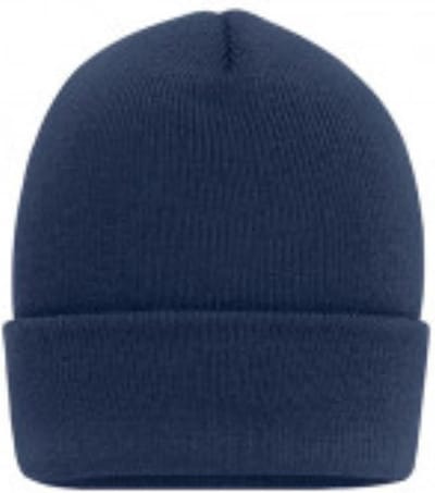 Myrtle Beache - Dubbel Gebreide Muts met Extra Brede Omslag - Navy - One Size.