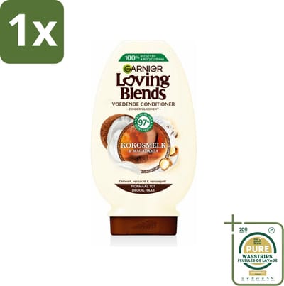 1 x Garnier Loving Blends Kokosmelk en Macadamia Conditioner 250 ml- Conditioner Kokosmelk Macadamia - Haartype Normaal Droog - Natuurlijke Voeding Haar - Kokosmelk En Macadamia - Vegan Haarverzorging