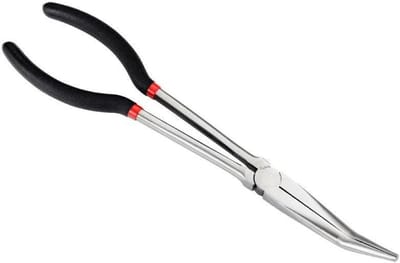Lange Gebogen Tang - Precisie Pincet - Sieraden Maken - Getande Bekken - 280mm - Zwart
