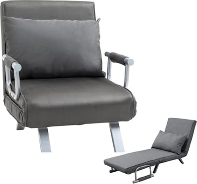 Livista 3-in-1 Uitklapbare Slaapstoel Belastbaar Tot 100 kg Grijs- Inklapbare Slaapbank Met Verstelbare Rugleuning - Modern Design Logeerbed - Slaapfauteuil