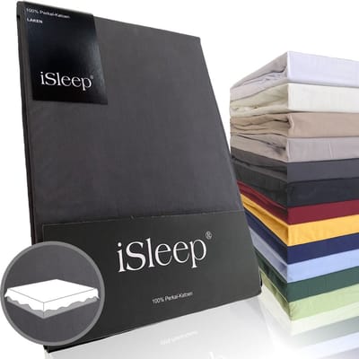 iSleep Perkal Laken - 100% Perkal Katoen - Eenpersoons - 160x270 cm - Antraciet