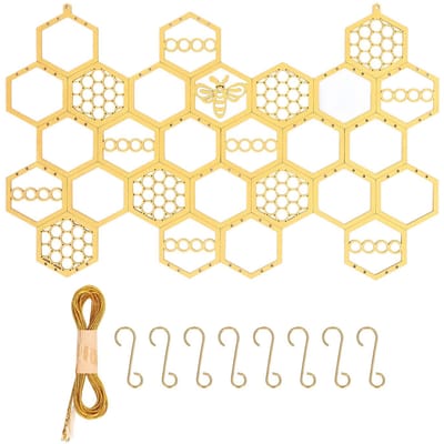 Présentoir à clous d'oreilles Matériau peuplier Type ruche dorée Gain de place Durable Bijoux boucles d'oreilles beige