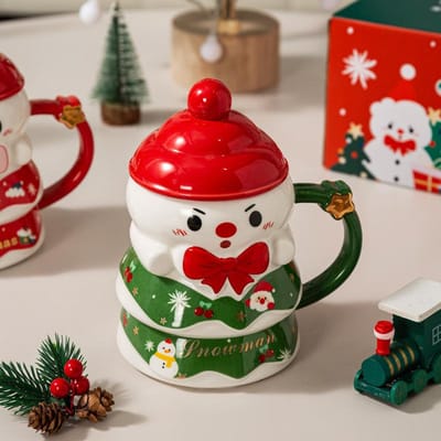 Kerstcadeau voor meisjes om aan hun besties te geven Creatieve kerst sneeuwman beker souvenir cadeau Praktische mok van hoge waarde 301-400ml