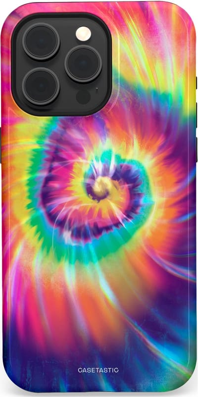 Casetastic hoesje geschikt voor Apple iPhone 15 Pro Max - MagSafe - Dubbellaagse bescherming - Kleurrijke draaikolk - Fashion Case - Donkerblauw Roze Goud Lavendel
