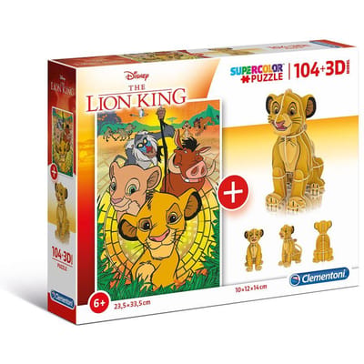 Clementoni, SuperColor, The Lion King 3D, Puzzel, Unisex, 6+ jaar, 104 stuks