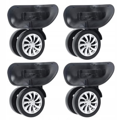 Vervangende Kofferwielen - Dubbele Rollers - Reizen Reparatie - Met Lagers - 4 Stuks - Zwart