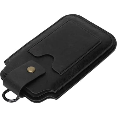 Heren PU Leer Telefoon Holster Retro Universele Hoes Taille Tas Schede met Taille Clip Ring en zwart