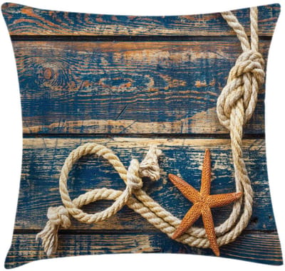 ABAKUHAUS Kussenhoes – Maritiem Zeil & Zeesterren – 40x40 cm – Nachtblauw Amber, dubbelzijdig bedrukt