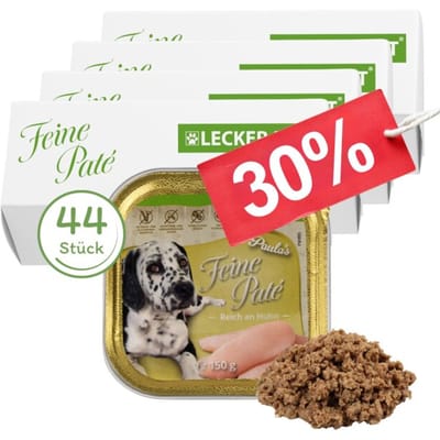 44 x 150 g Lecker.Pet® Paula's Feine Paté Rijk aan Kip Hondenvoer Natvoer Complete voeding