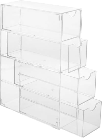 Transparante brillenbox met 4 laden - Organiser voor zonnebrillen, sieraden en cosmetica