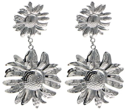 Oorbellen bloemen - RVS - zilverkleurig - 5,5 cm