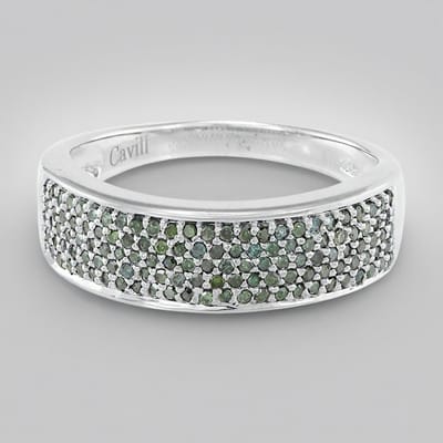 Cavill - Zilveren Ring met 0,425 ct Fancy Diamanten - 925 Sterling Zilver - Pave Design - Elegante Glanzende Rondgeslepen Diamanten Ring voor Dames