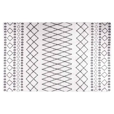 vidaXL - Vloerkleed - wasbaar - 80x150 - cm - wit - en - zwart