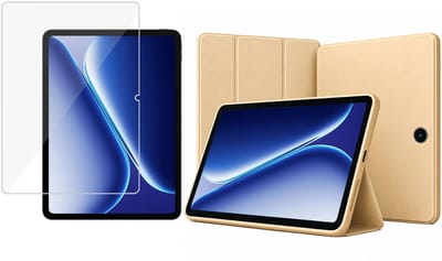 TechNow Hoesje + Screenprotector geschikt voor OnePlus Pad Go 2 Hoesje – Glas - Extreme Shock Case – Smart Case - Goud