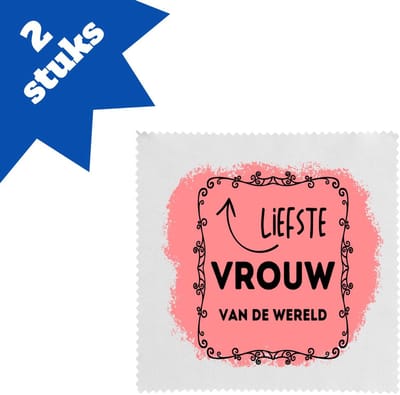 Akyol - liefste vrouw van de wereld brillendoekjes - Vriend/vriendin - de liefste vrouw - valentijnsdag - verjaardag - cadeautje voor vriendin - kado - geschenk - 17,8 bij 17,8 cm - 2 stuks