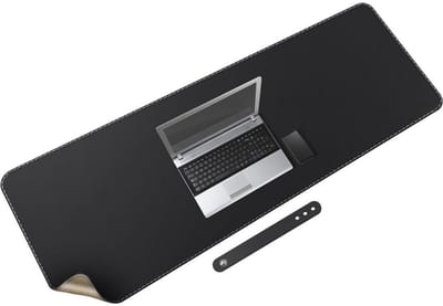Famanu – Kurken bureaumat - 130 x 50 cm computer bureaumat - toetsenbord-muismat - kantoorbureaumat voor thuis of op kantoor (zwart)