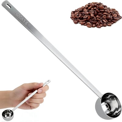 RVS Koffielepel met Lang Handvat, 30ml Maatlepel voor Gemalen Koffie, Losse Thee en Poeders, 21.5cm Extra Lang voor Precisie en Gebruiksgemak