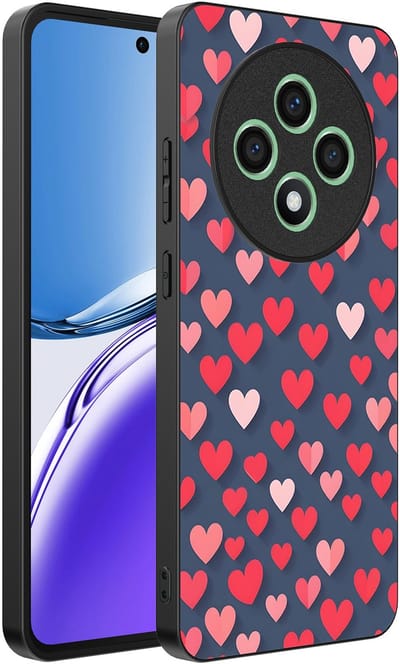 Smartphonica Telefoonhoesje Geschikt voor Oppo Reno 12F met Roze en Rode Hartjes Opdruk - TPU Backcover Case With Rosé and Red Heart Design geschikt voor Oppo Reno 12F