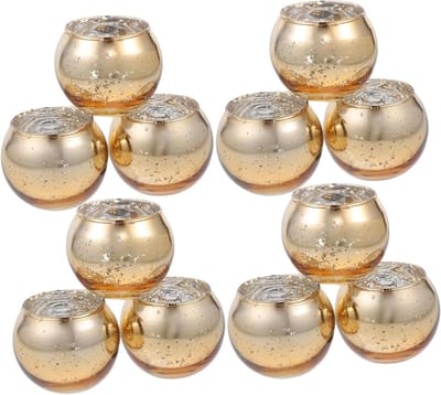 Theelichthouders Glas - Kaarshouders Set - Decoratieve Tafel - Stabiele Voet - 12 Stuks - Helder