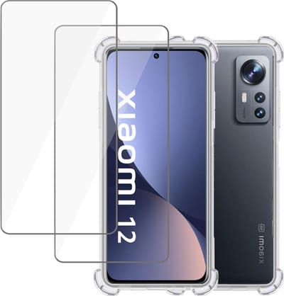Hoesje geschikt voor Xiaomi 12 + 2x Screenprotector – Tempered Glass - Extreme Shock Case Transparant