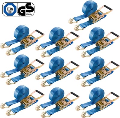 AREBOS 10 x Spanband - Spanbanden - Spanbanden met Ratel - 6 m x 50 mm