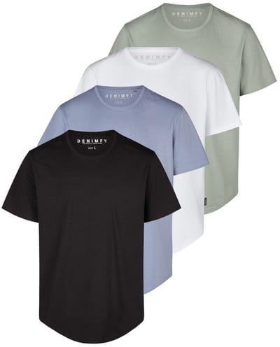 DENIMFY Heren T-Shirt DFPaco 4 Pack regular fit Veelkleurig S Ronde Hals Volwassenen gemaakt van 100% katoen