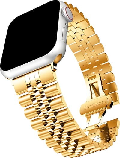 Innerlight® Metal+ - Goud - 38mm / 40mm / 41mm - Metalen bandje geschikt voor Apple Watch - Geschikt als Apple Watch bandje voor Series 1/2/3/4/5/6/7/8/9/10 42mm/11 42mm/SE