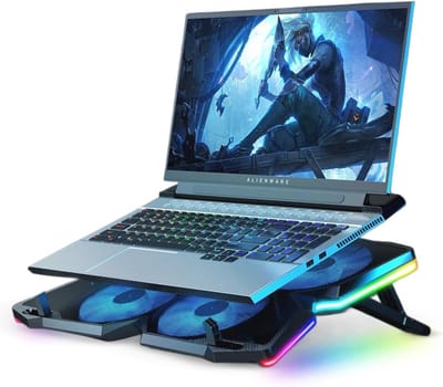 Laptopkoeler met 4 Stille Ventilatoren, In Hoogte Verstelbaar en Ergonomisch Ontwerp voor Gaming en Laptop Gebruik