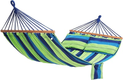 Hangmat met 2 kussens - ligoppervlak 210 x 150 cm - belastbaarheid 300 kg - GDC22L - blauw